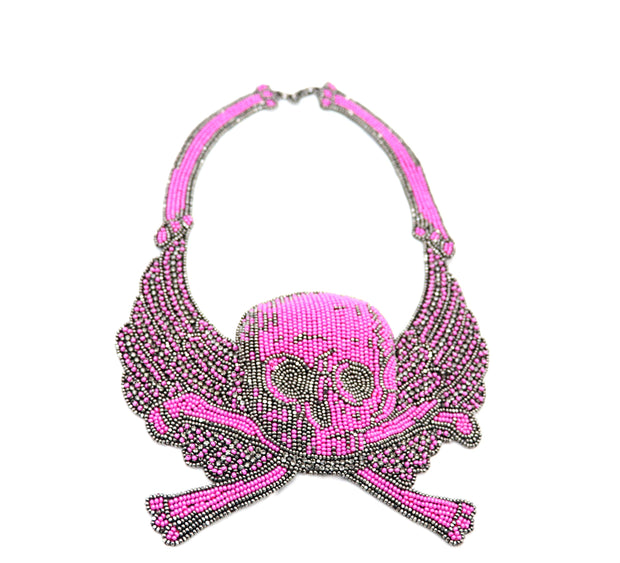 Jessie Necklace, Pink/Gunmetal